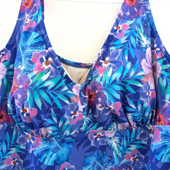 Swimsuits For All Flowy Tankini Top V Neck Floral 24 - Picture 3 of 3